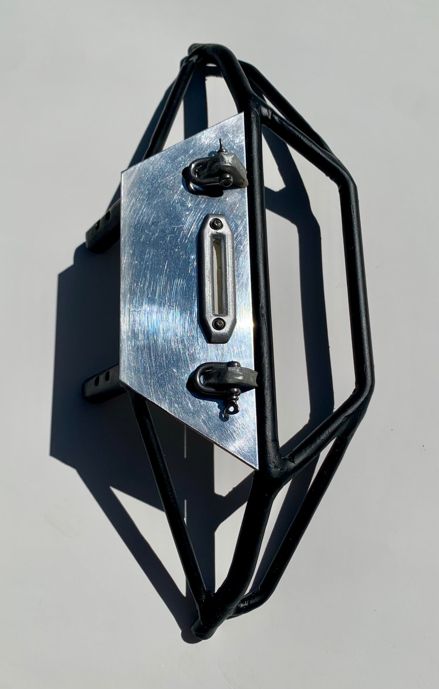 Bumper for Axial SCX6  powder coated solid steel with polished aluminum skid plate front prerunner style bumper with d ring mounts and fairlead opening