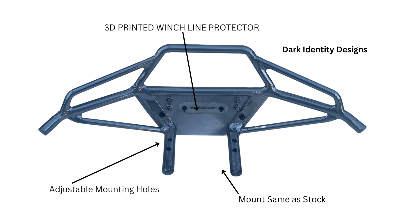 Bumper for Axial SCX6  powder coated solid steel with polished aluminum skid plate front prerunner style bumper with d ring mounts and fairlead opening