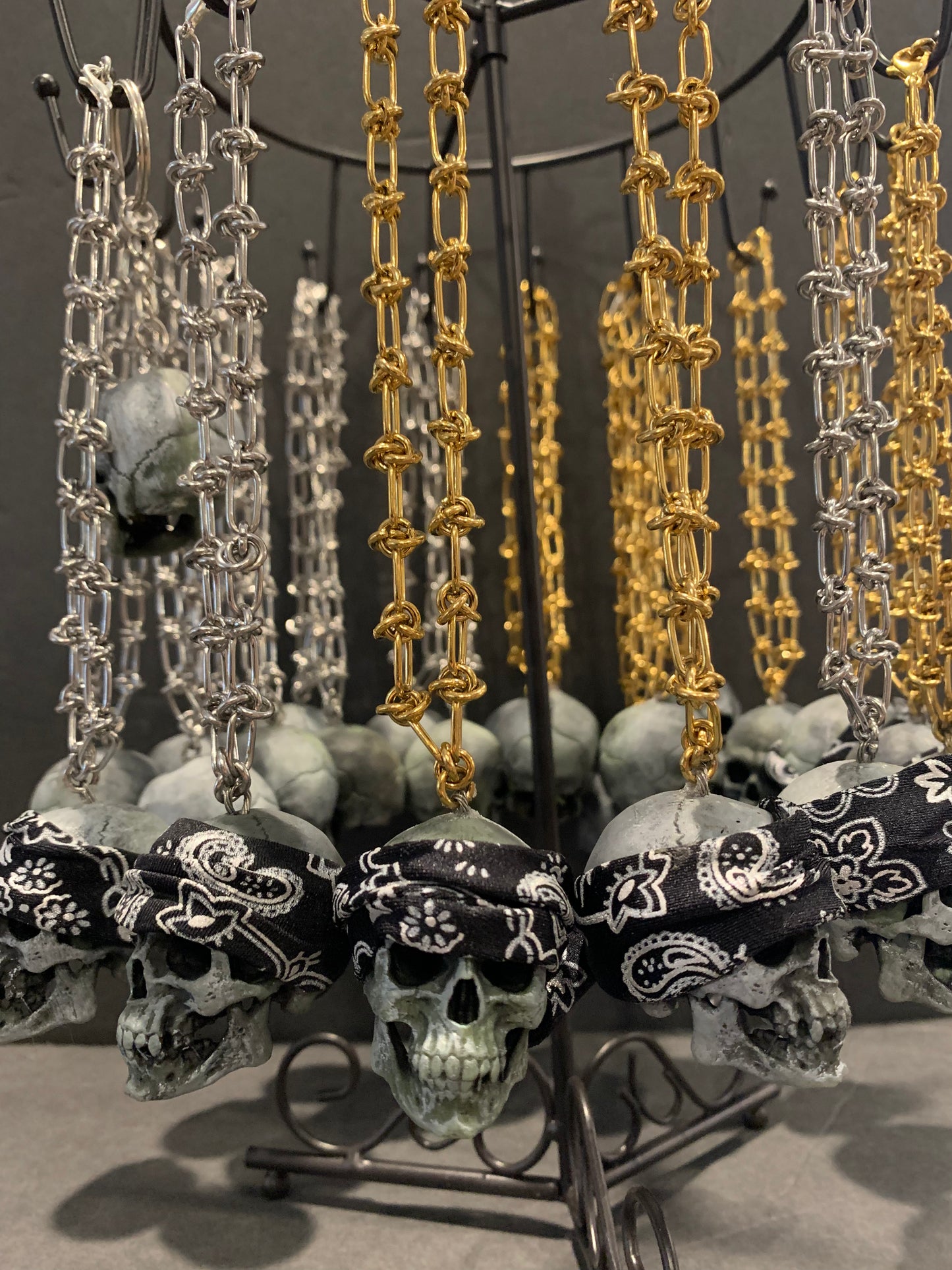 Limited Edition Skull with Bandana Rear View Mirror Pendant